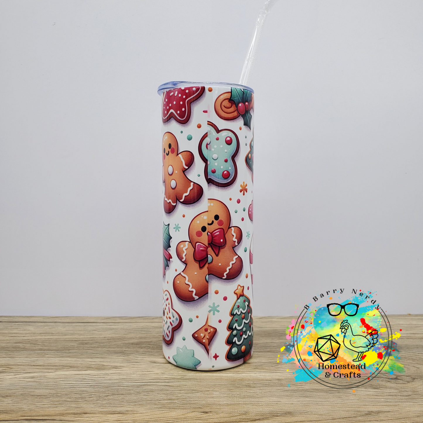Cute Christmas Cookies on White, 20oz Sublimated Steel Tumbler