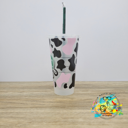 Udderly Cow, 24oz Starbucks Cold Cup with Straw