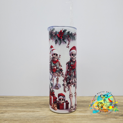 Festive Christmas Skeletons, 20oz Sublimated Steel Tumbler