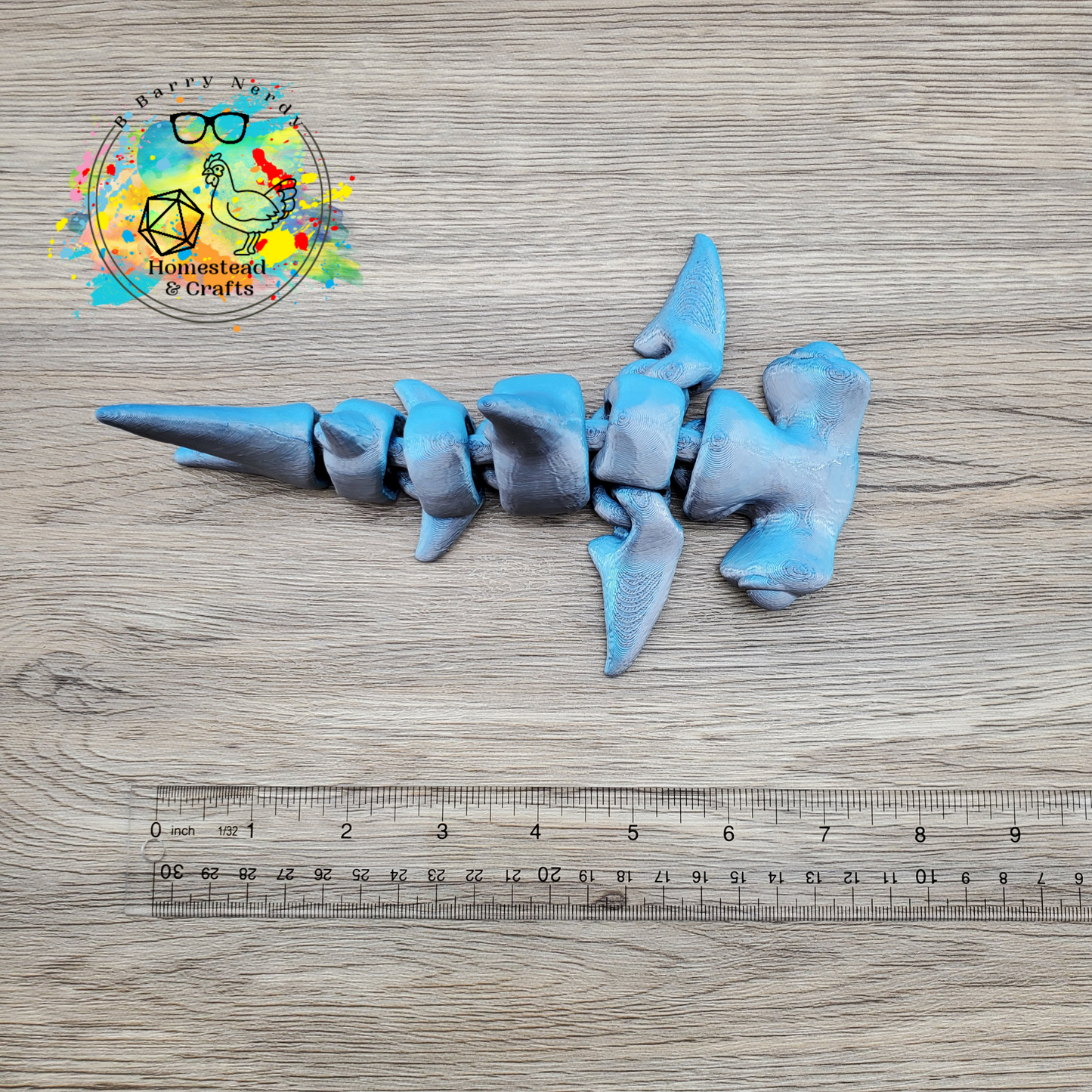 Flexi Hammerhead Shark- Blue to Silver Perspective
