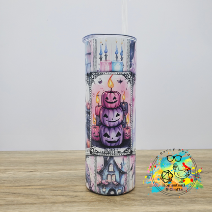 Pastel Watercolor Spooky Tarot, 20 oz Sublimated Steel Tumbler