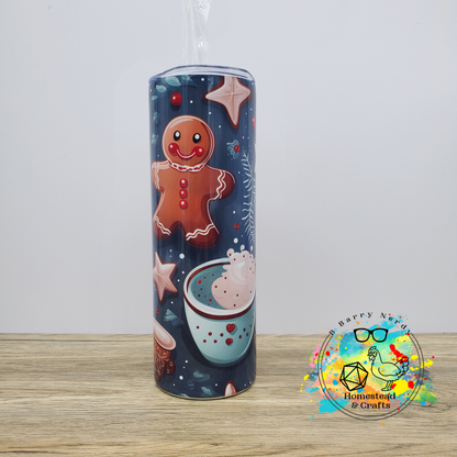 Gingerbread Hot Cocoa, 20oz Sublimated Steel Tumbler