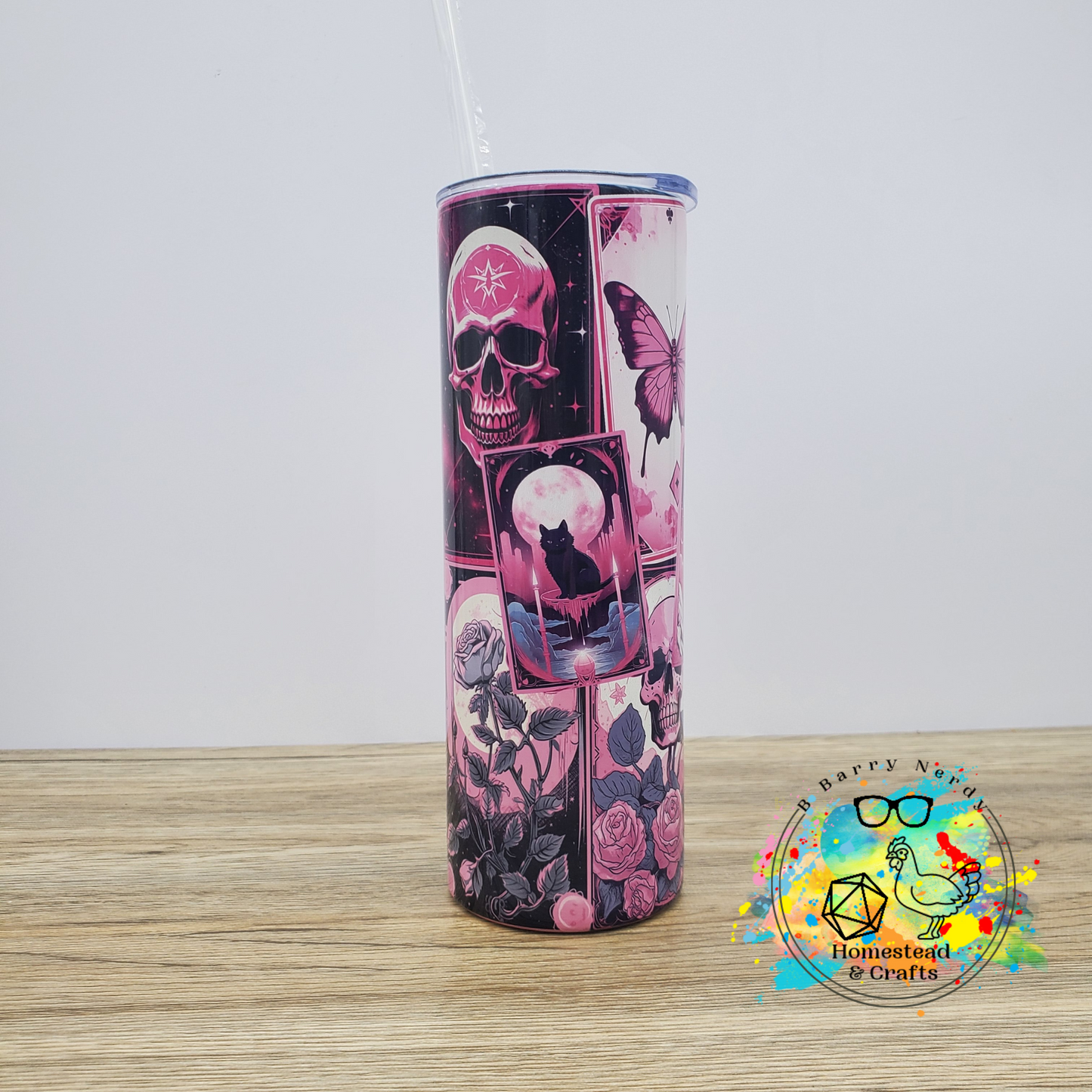 Hot Pink Tarot, 20 Oz Sublimated Steel Tumbler