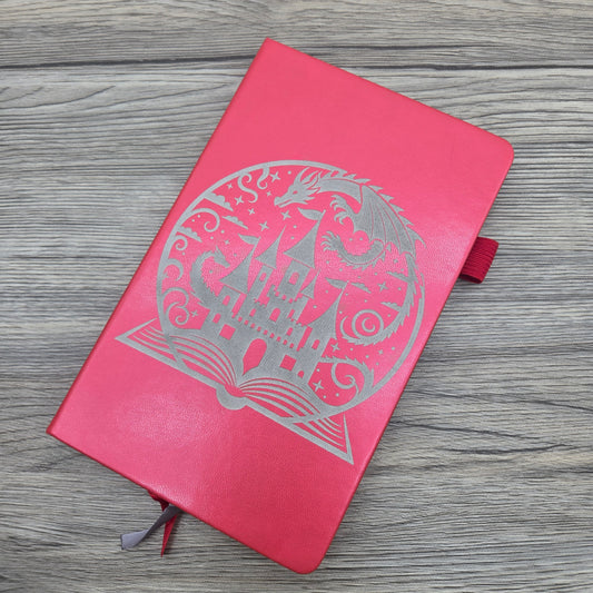 Fantasy Book with Dragons: Laser Engraved A5 Notebook