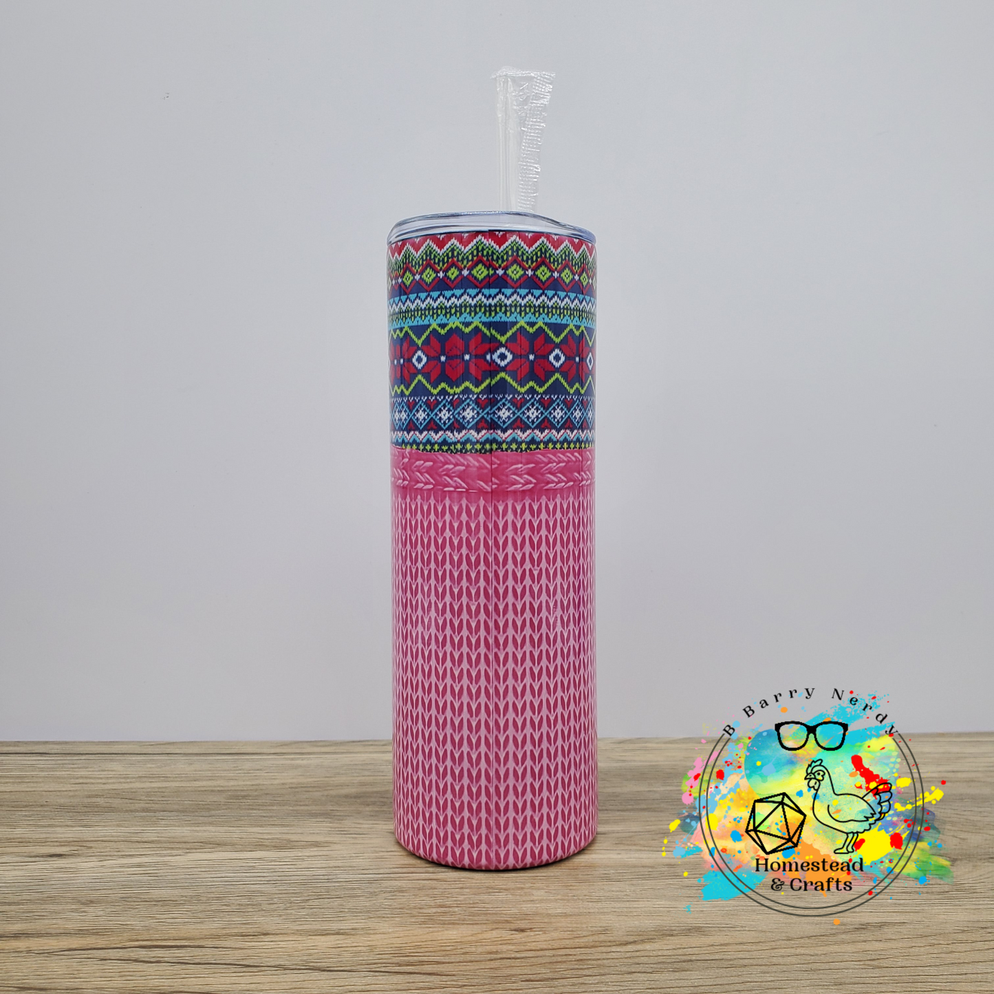 Pink Sweater Gnome, 20oz Sublimated Steel Tumbler