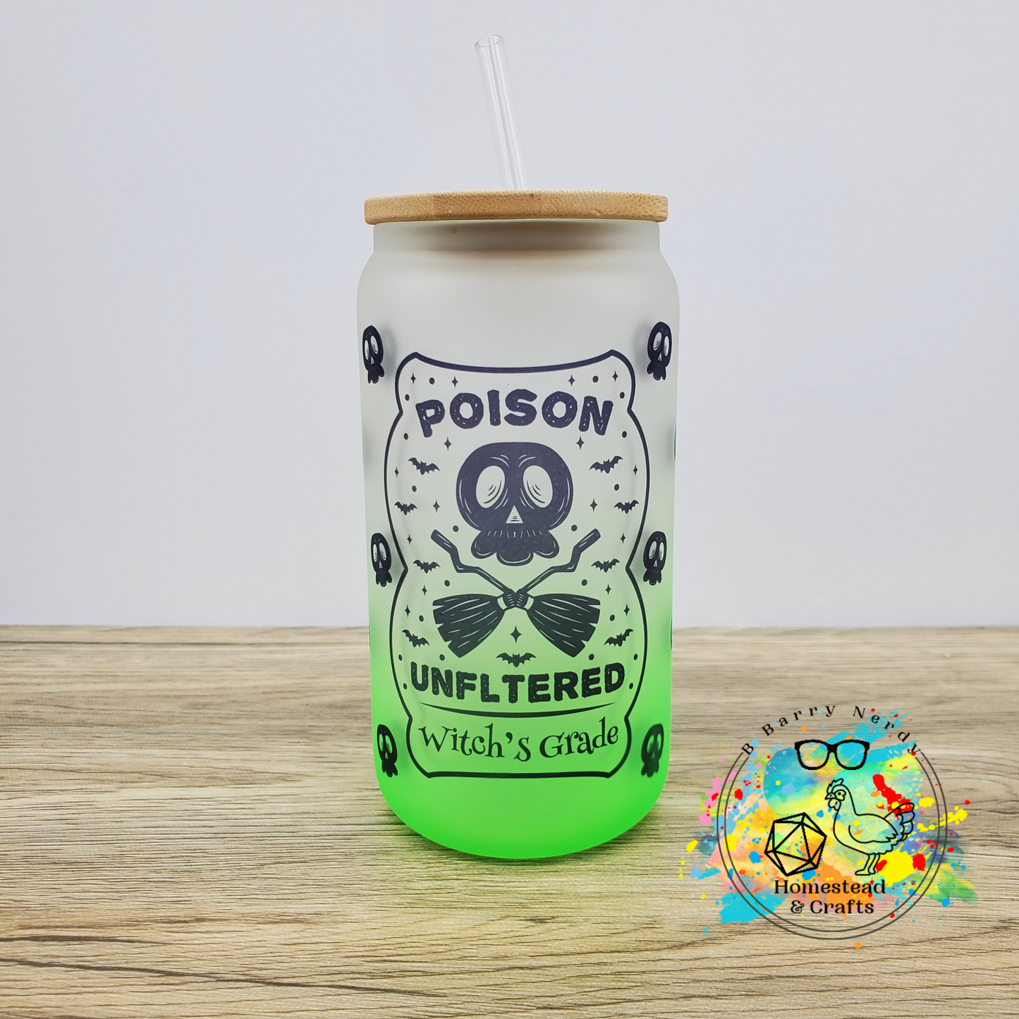 Witch's Grade Unfiltered Poison, 16oz Sublimated Glass Can