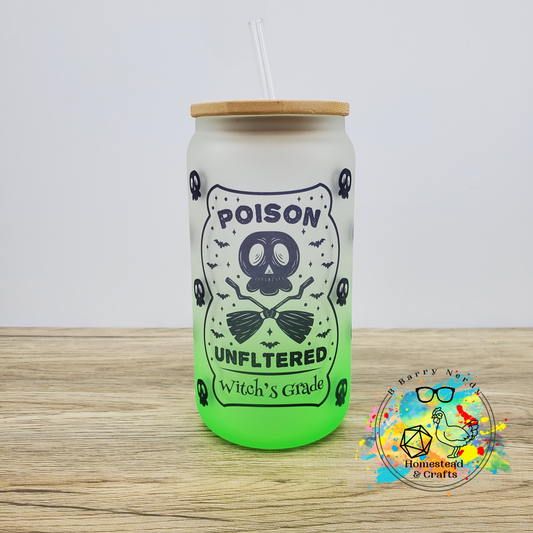 Witch's Grade Unfiltered Poison, 16oz Sublimated Glass Can