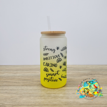 Word Affirmations, 16oz Sublimated Glass Can