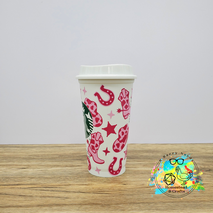 Hot Pink Cowgirl, Starbucks 16oz Hot Cup