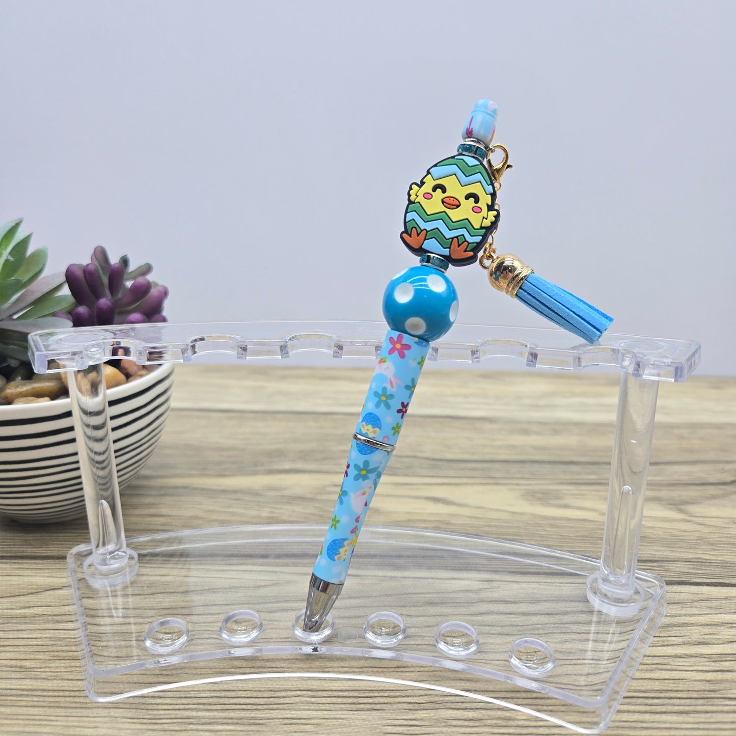 Your Choice of One: Easter Theme Focal, Acrylic Bubblegum, Printed Ballpoint Black Ink Pen