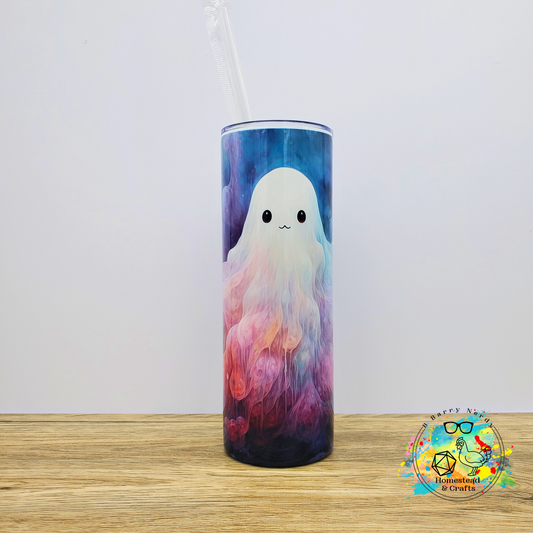Friendly Smoky Ghost, 20 oz Sublimated Steel Tumbler