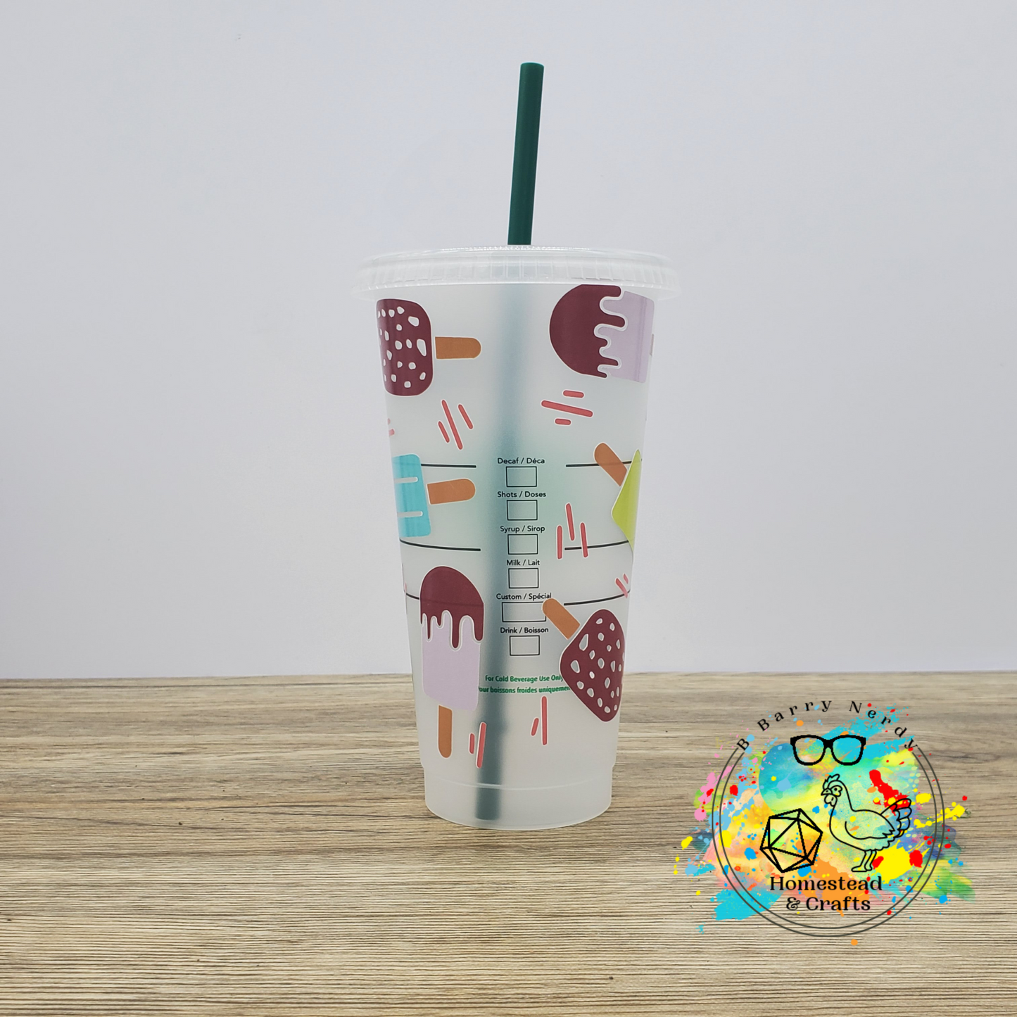 Cool Colored Popsicles, 24oz Starbucks Cold Cup with Straw