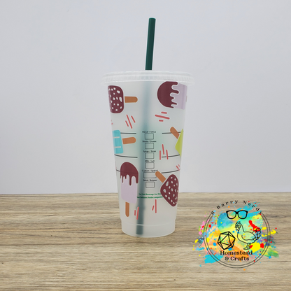 Cool Colored Popsicles, 24oz Starbucks Cold Cup with Straw