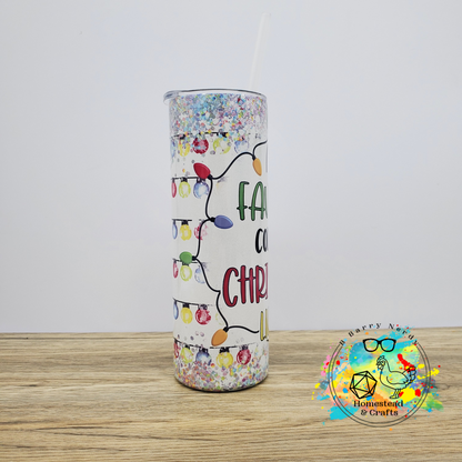 My Favorite Color is Christmas Lights in White, 20oz Sublimated Steel Tumbler