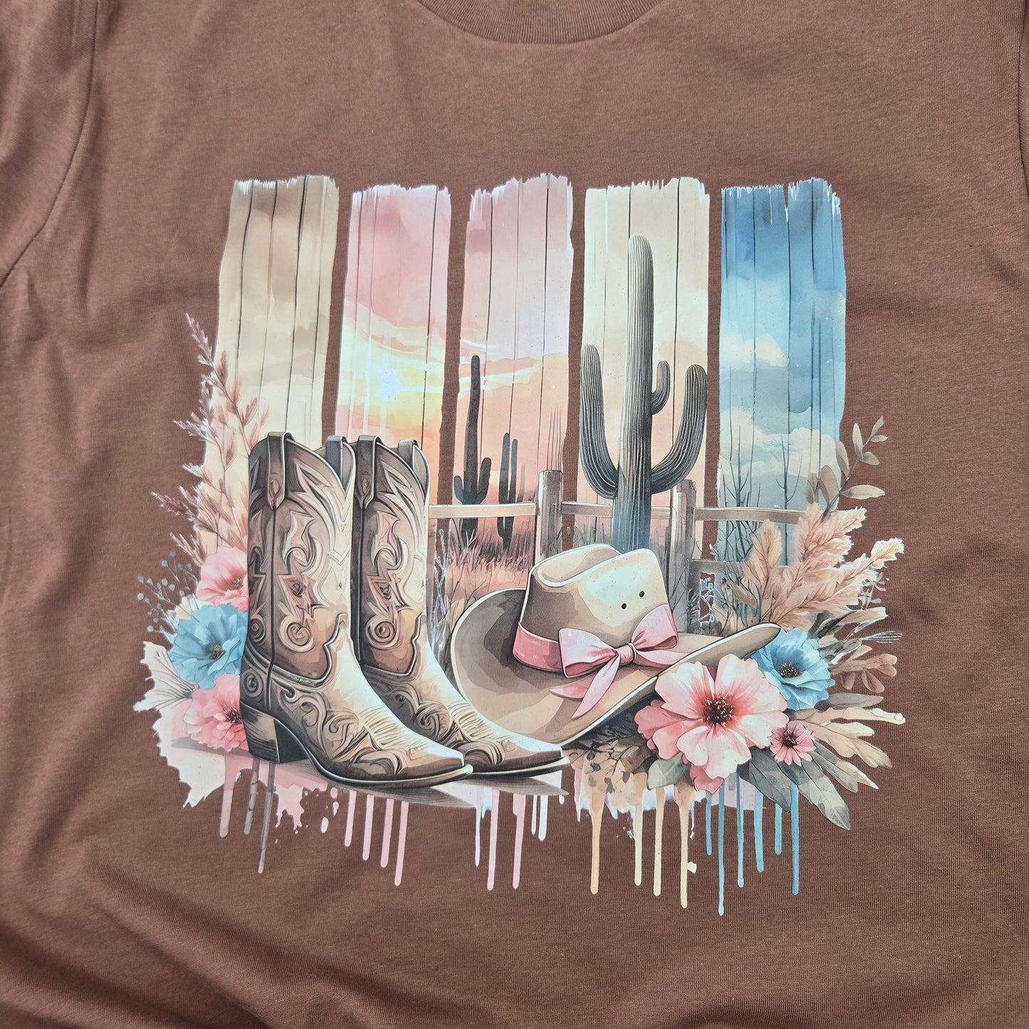 Western Watercolor Drip DTF Shirt, Crew Neck, or Hoodie