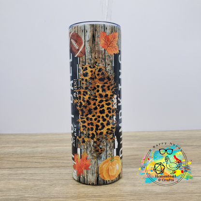 Football, Flannels, and Pumpkins, 20oz Sublimated Steel Tumbler