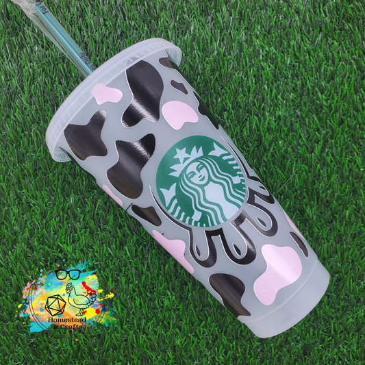 Udderly Cow, 24oz Starbucks Cold Cup with Straw