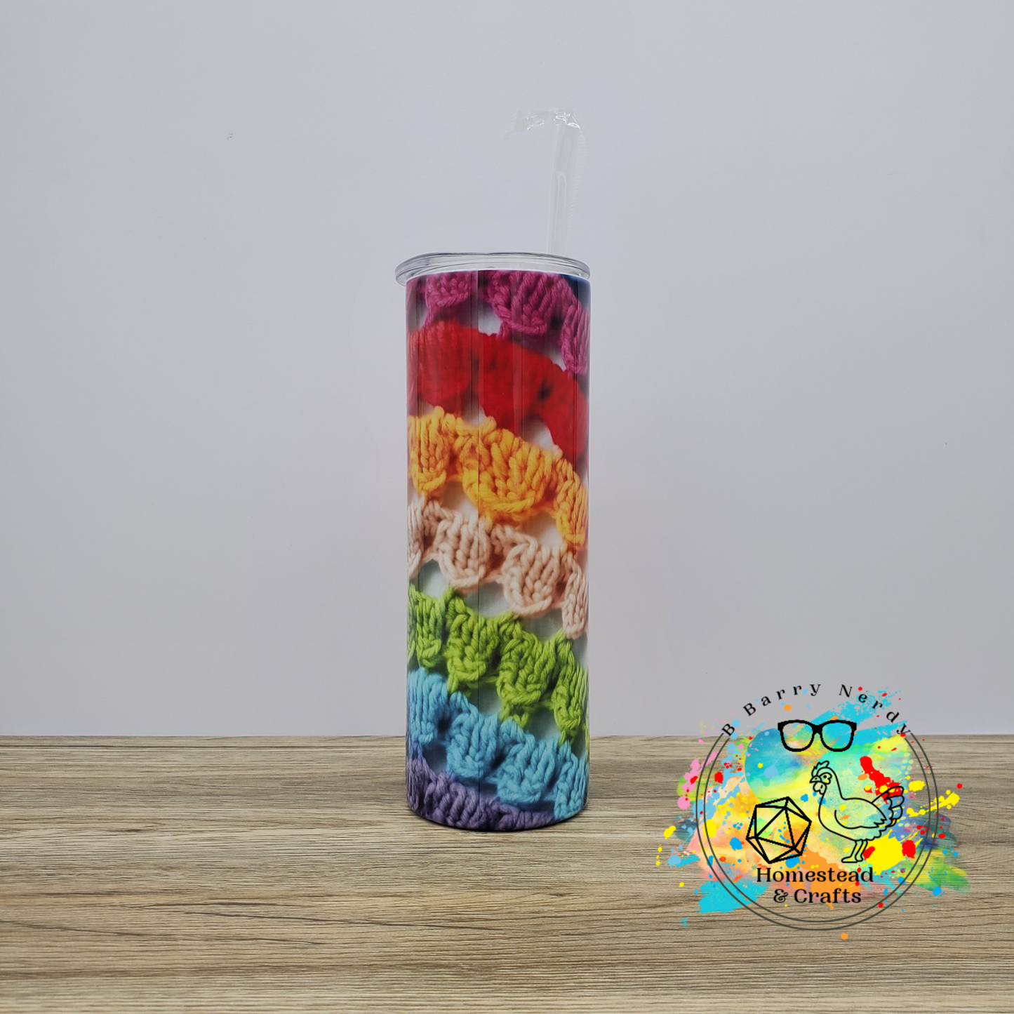 Rainbow Crochet, 20 oz Sublimated Steel Tumbler