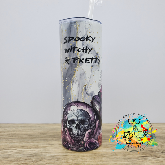 Spooky, Witchy, Pretty D*mn B*tchy, 20 oz Sublimated Steel Tumbler
