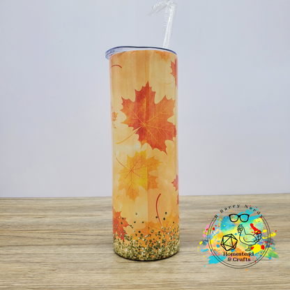 Fall Vibes Messy Bun with Floral Vibes, 20 oz Sublimated Steel Tumbler