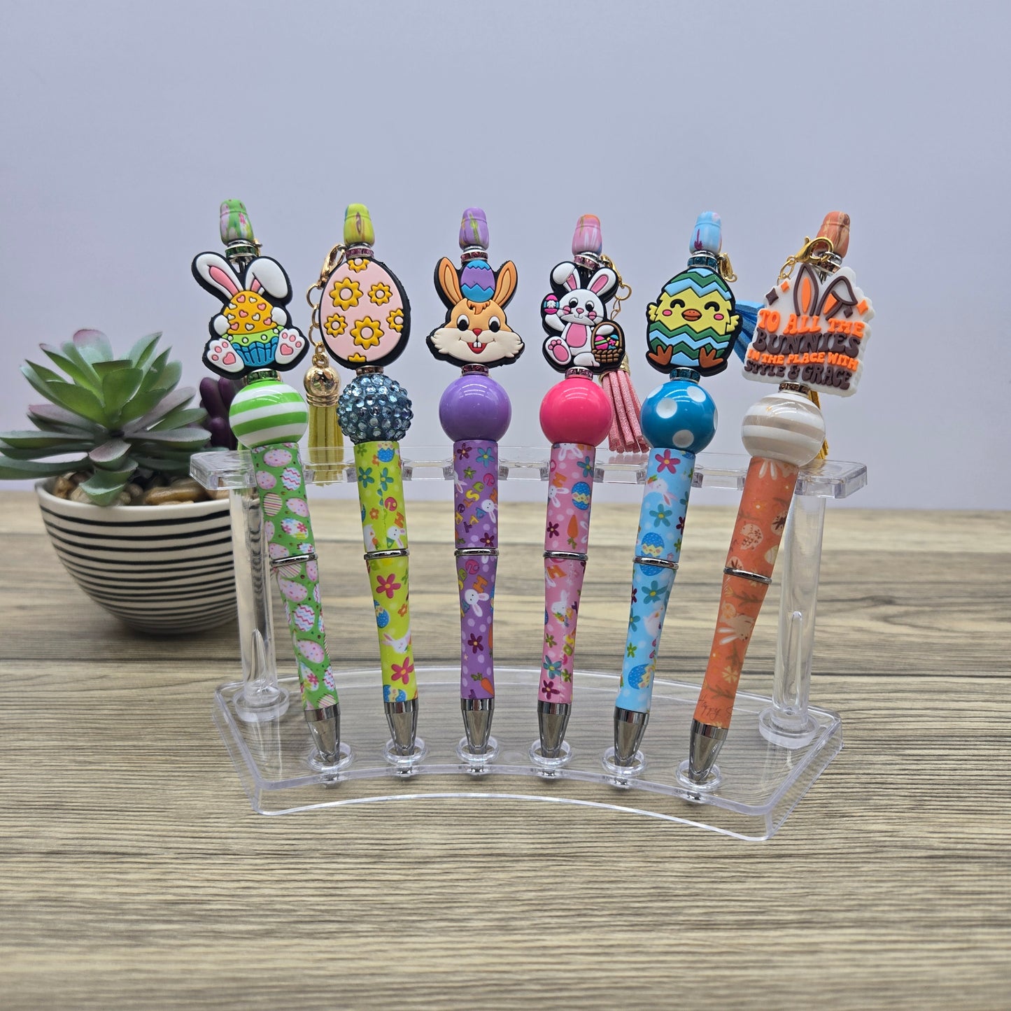 Your Choice of One: Easter Theme Focal, Acrylic Bubblegum, Printed Ballpoint Black Ink Pen