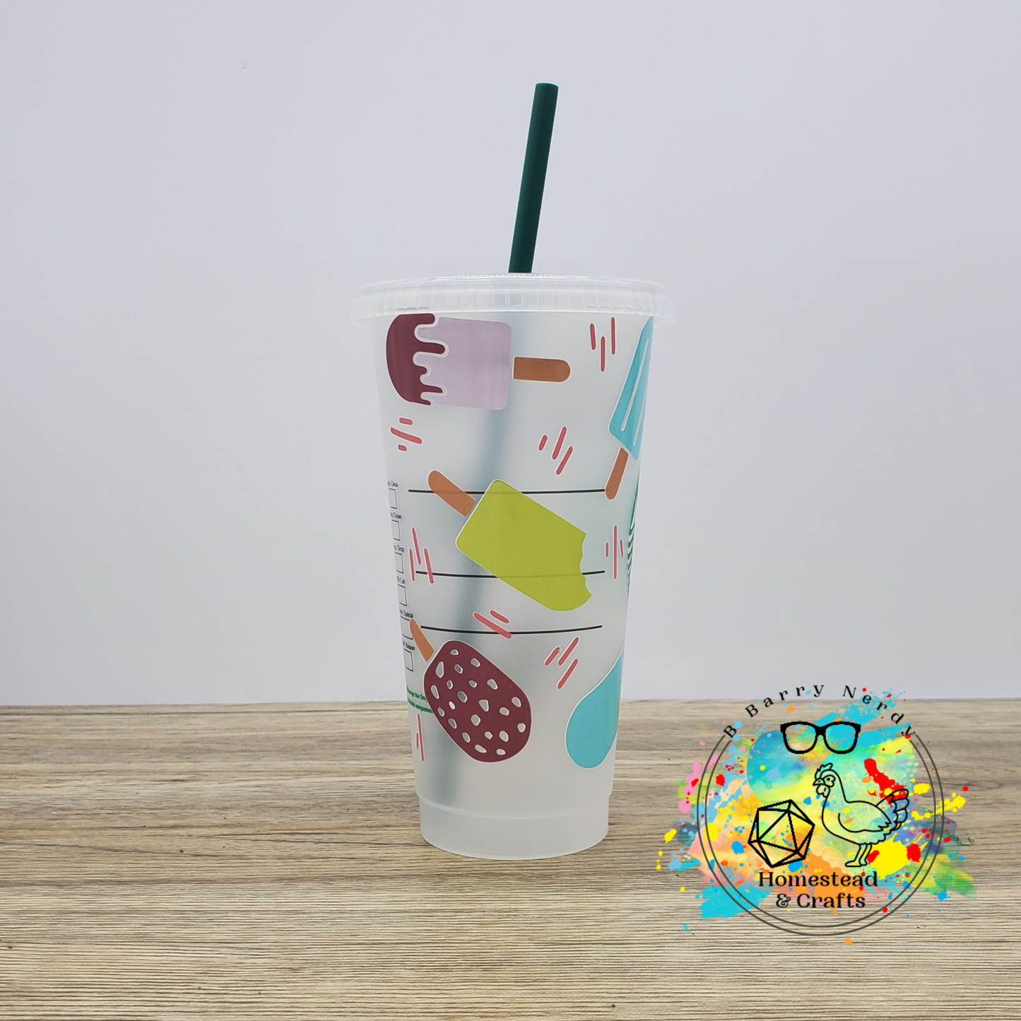 Cool Colored Popsicles, 24oz Starbucks Cold Cup with Straw