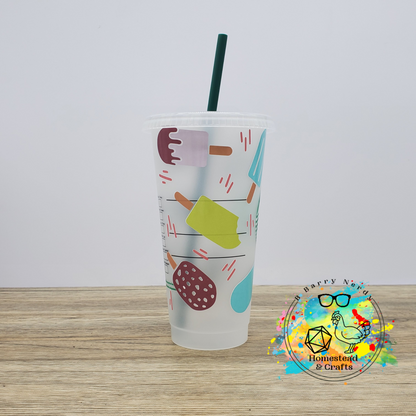 Cool Colored Popsicles, 24oz Starbucks Cold Cup with Straw