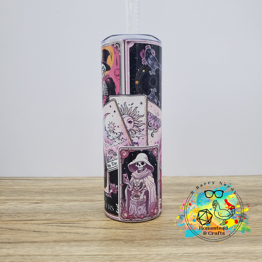 Coral and Pink Tarot, 20 oz Sublimated Steel Tumbler