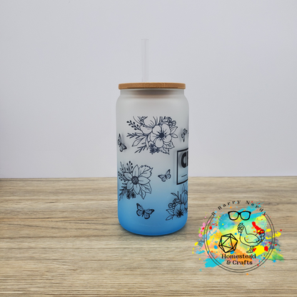 Chaos Coordinator in Floral Print, 16oz Sublimated Glass Can