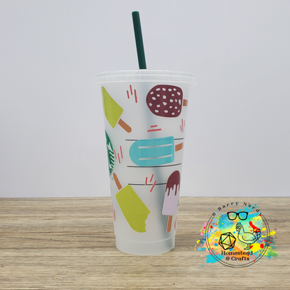 Cool Colored Popsicles, 24oz Starbucks Cold Cup with Straw