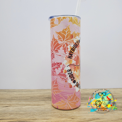 Fall Leaves, Word Circle, 20oz Sublimated Steel Tumbler