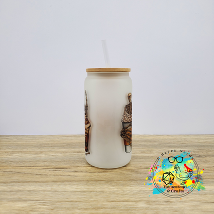 Death and Skeleton Coffee, 16oz Sublimated Glass Can