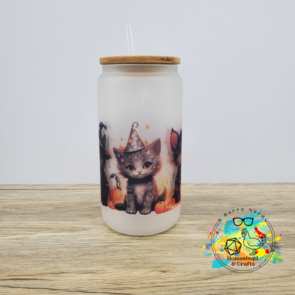 Halloween Kitties, 16oz Sublimated Glass Can