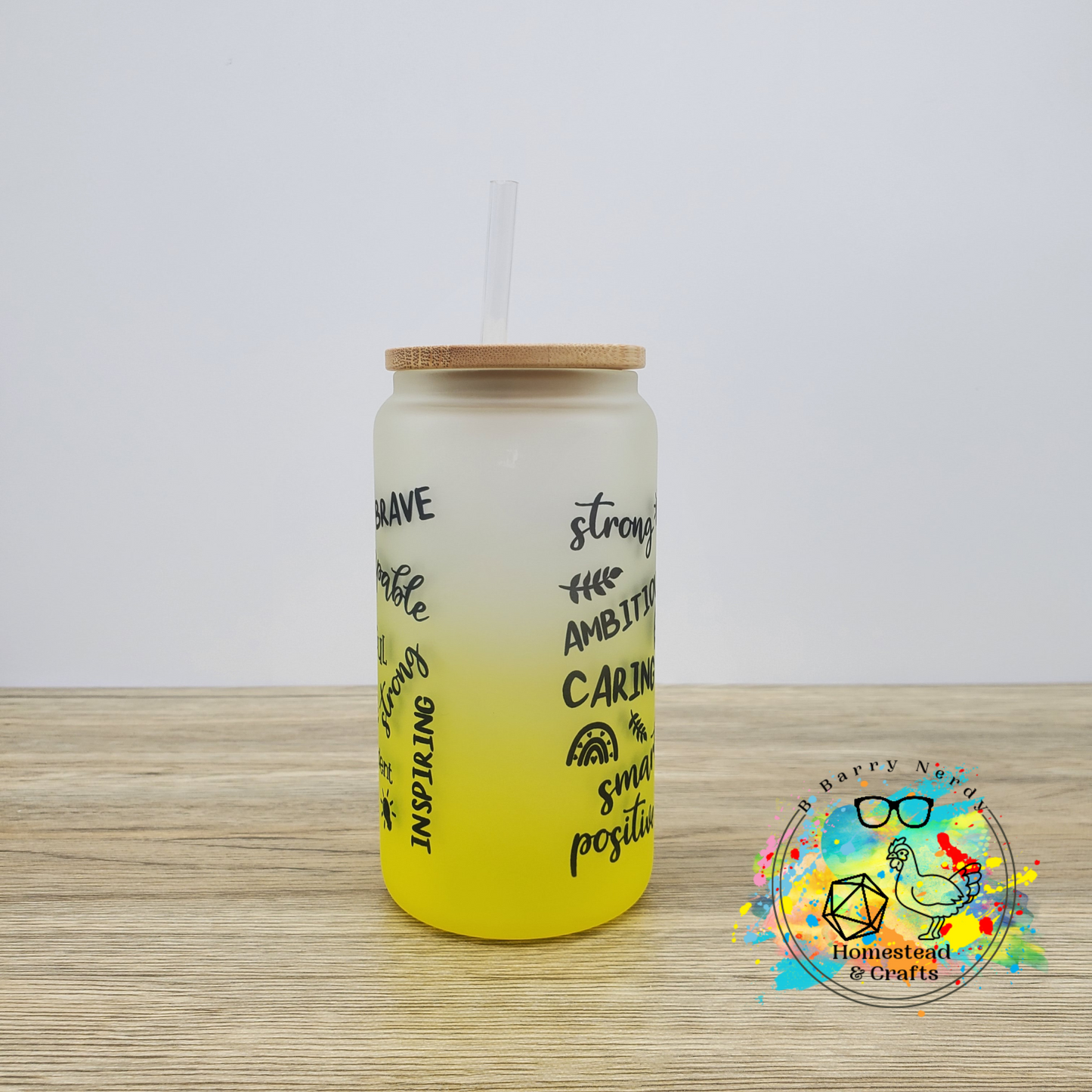 Word Affirmations, 16oz Sublimated Glass Can