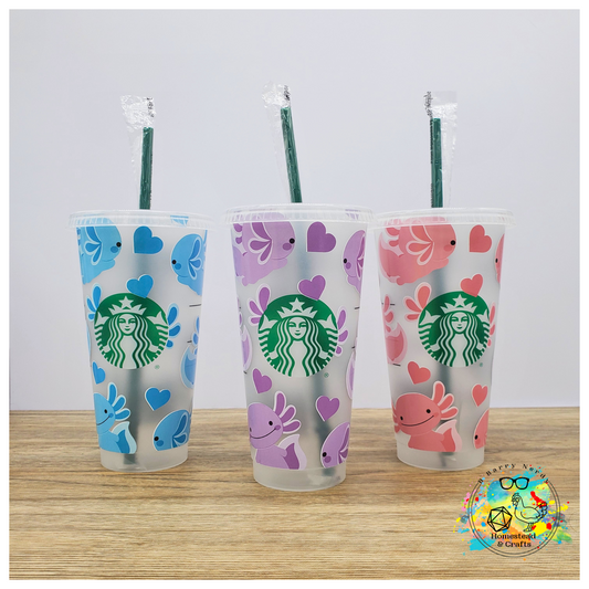 Axolotl, Your Choice of Color, 24oz Starbucks Cold Cup with Straw