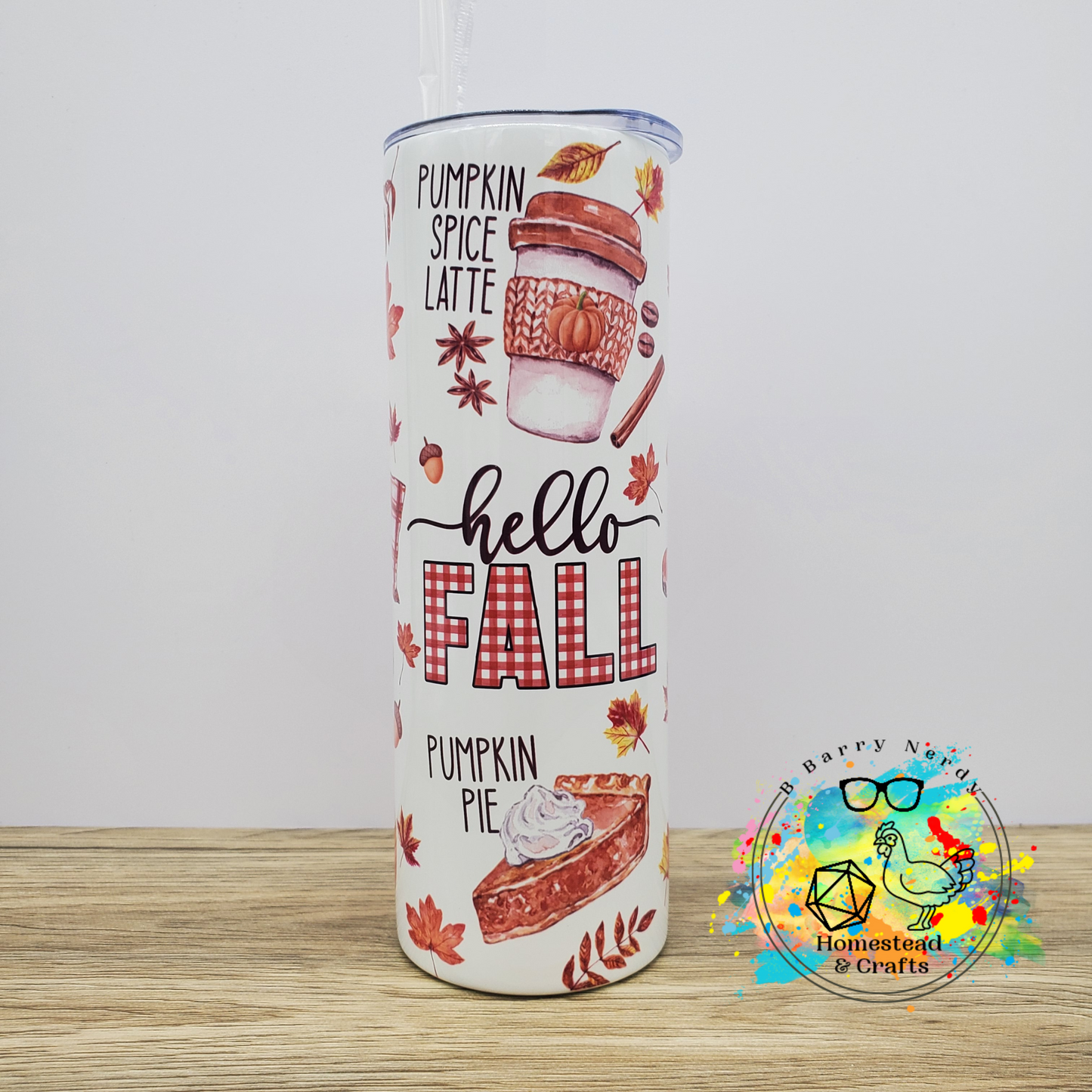 Hello Fall, Mini Icons, 20oz Sublimated Steel Tumbler