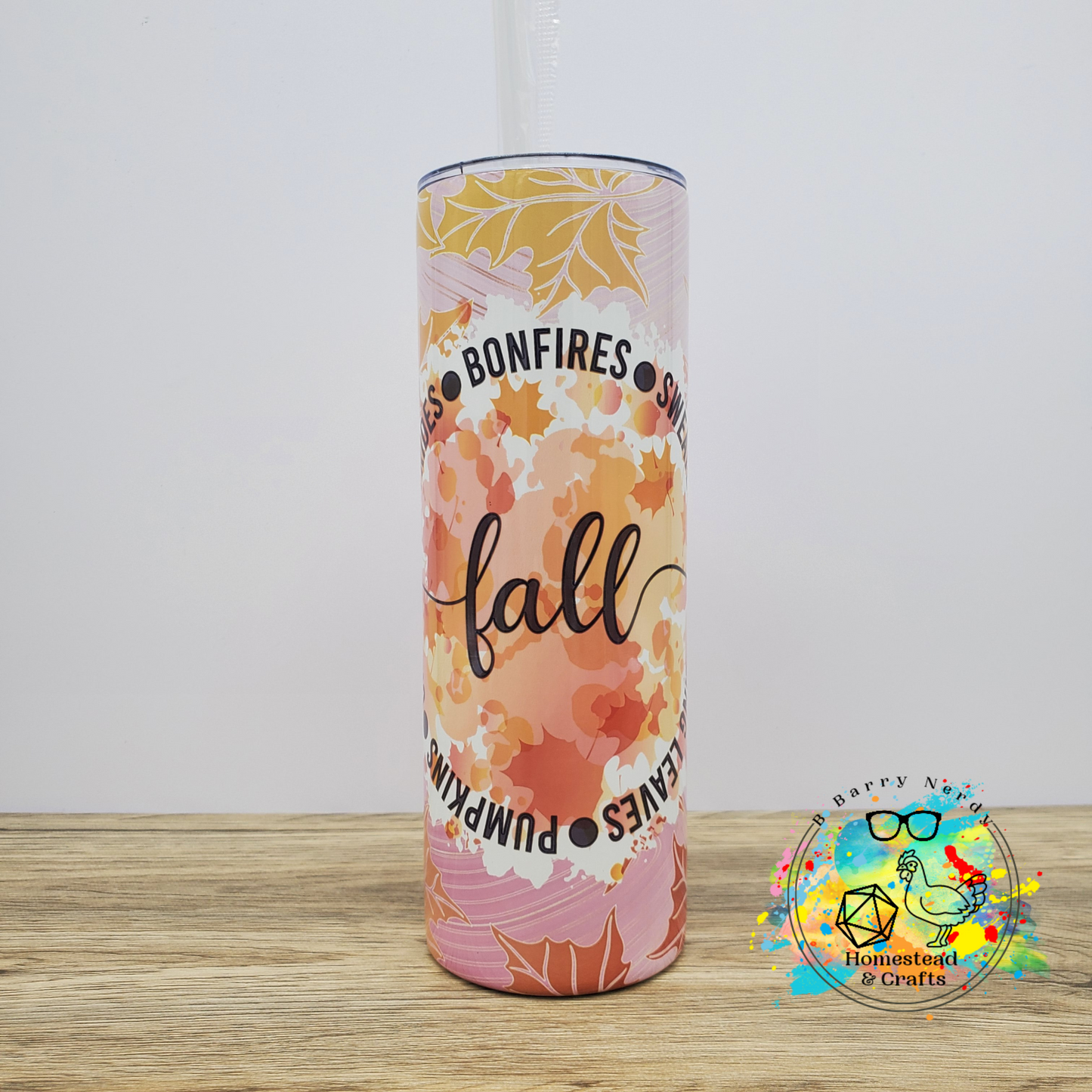 Fall Leaves, Word Circle, 20oz Sublimated Steel Tumbler