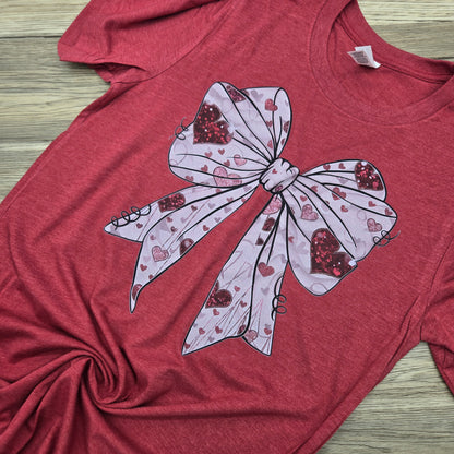 Valentine's Coquette Bow DTF Shirt, Crew Neck, or Hoodie