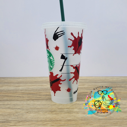 Horror Movie Weapons, 24oz Starbucks Cold Cup with Straw