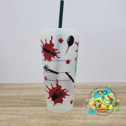 Horror Movie Weapons, 24oz Starbucks Cold Cup with Straw