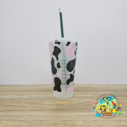 Udderly Cow, 24oz Starbucks Cold Cup with Straw