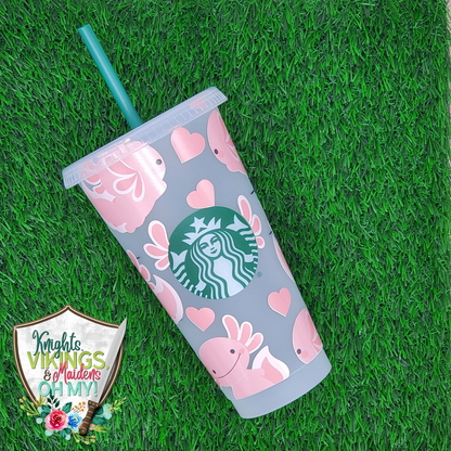 Axolotl, Your Choice of Color, 24oz Starbucks Cold Cup with Straw