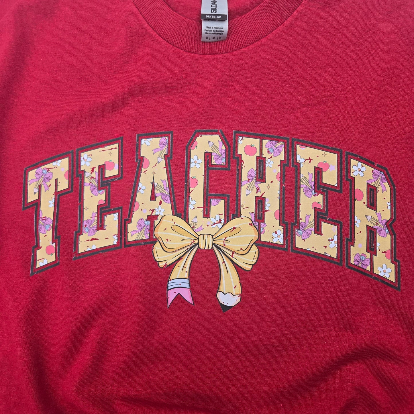 Teacher Pencil Bow- DTF Shirt, Crew Neck, or Hoodie