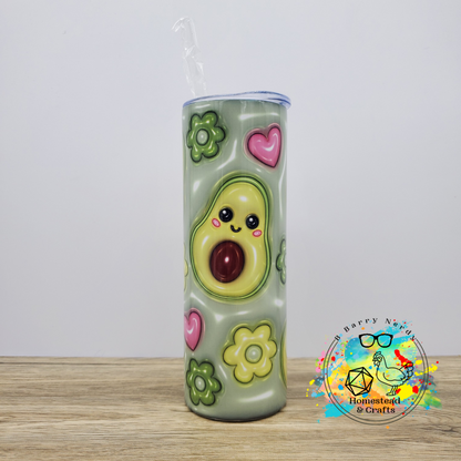 Puffy Avocado Love, 20oz Sublimated Steel Tumbler