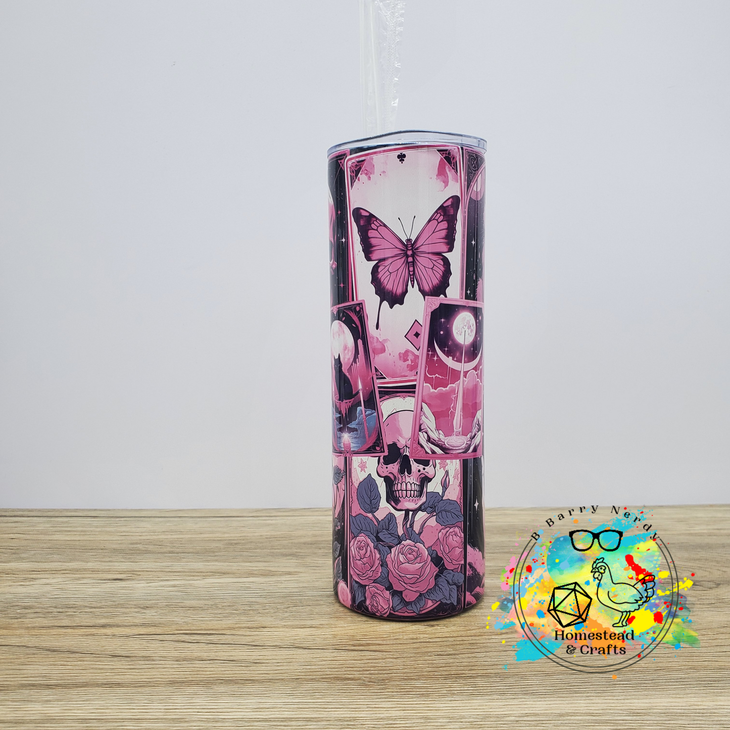 Hot Pink Tarot, 20 Oz Sublimated Steel Tumbler