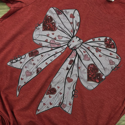 Valentine's Coquette Bow DTF Shirt, Crew Neck, or Hoodie