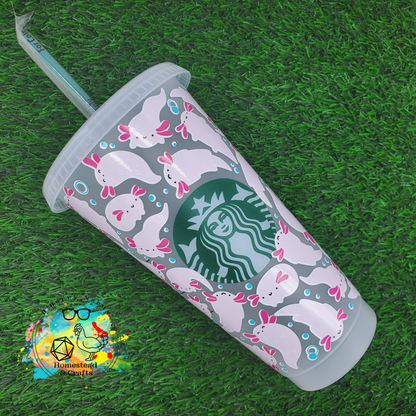 Mini Axolotls, 24oz Starbucks Cold Cup with Straw