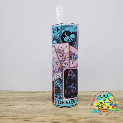 Turquoise and Pink Tarot, 20 oz Sublimated Steel Tumbler