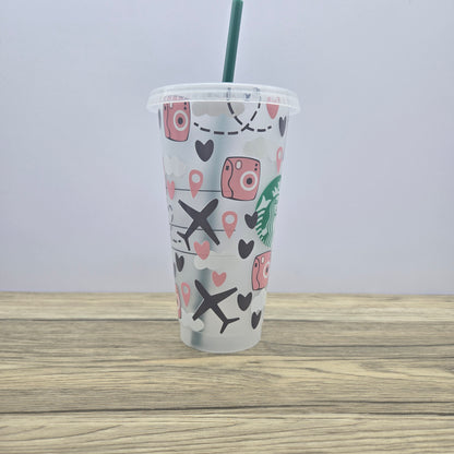 AirPlanes and Cameras Cup, Starbucks Cold Cup with Straw