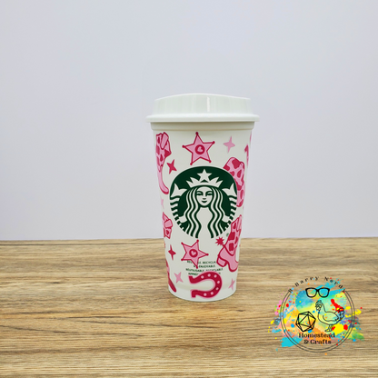 Hot Pink Cowgirl, Starbucks 16oz Hot Cup